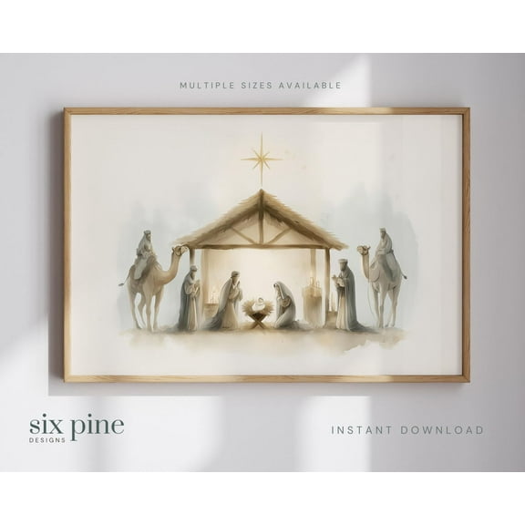 Nativity Scene Print, Nativity Scene, Wall Art, Nativity Decor, Home Decor #9, Unframed Poster Size 8x12