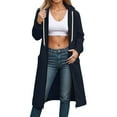 thumbnail image 5 of Inglocry Long Hoodies for Women Zip Up Hooded Sweatshirt Casual Long Sleeve Fleece Jacket Side Split Hoodie with Pockets 2025 Navy L, 5 of 5