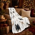 thumbnail image 3 of Northern Dogs And Portraits Among Delicate Snowflakes, Soft Flannel Blanket with Naturalistic Watercolor Illustration Print, Housewarming Gift and Home Decor for Bedroom and Living Room, 3 of 7