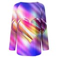 thumbnail image 5 of Qertyioot Chemise Cœur d'Amour Pull de la Saint-Valentin, Mode Été pour Femmes Imprimé Col Rond Manches Longues Ample Blouse, 5 of 5
