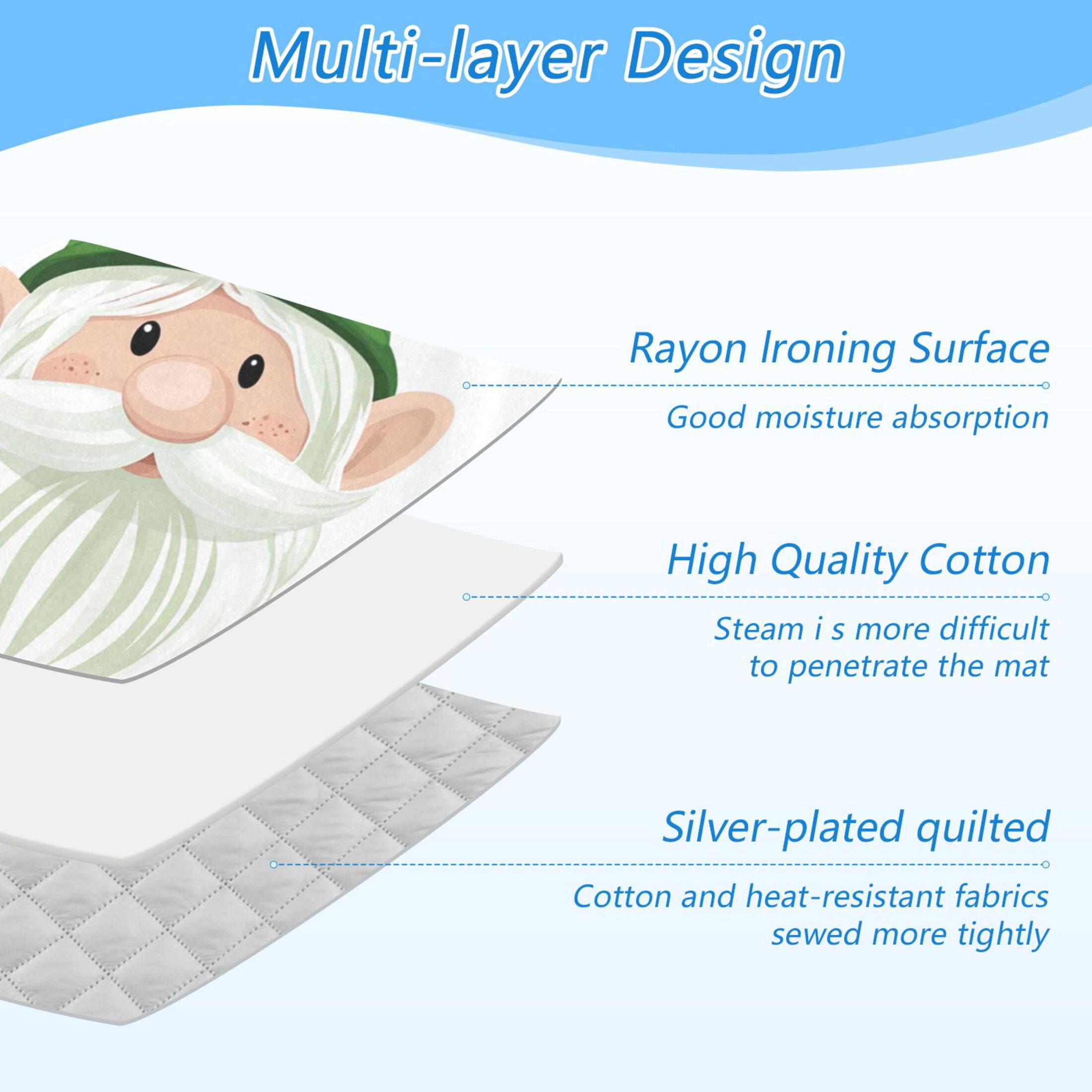 Dwarf with Clover St Patricks Day Ironing Mat Blanket Portable Travel Ironing Pad Heat Resistant Pad 47.2" x 27.6”