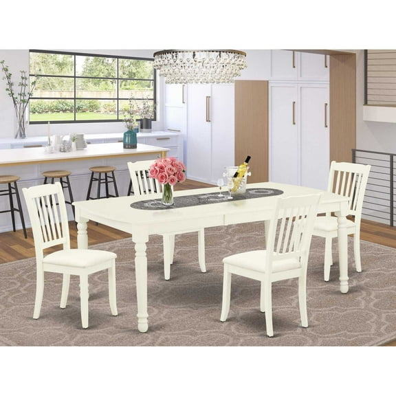 East West Furniture Dining Room Set Linen White, DODA5-LWH-C