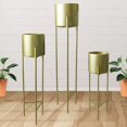 thumbnail image 1 of Juego de macetas con pedestal de acero de color dorado, 3 piezas, 1 of 1