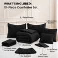 thumbnail image 3 of Lux Decor Collection 10-Piece Queen Comforter Set with Sheets - Queen Size Bedding Set, Black, 3 of 8