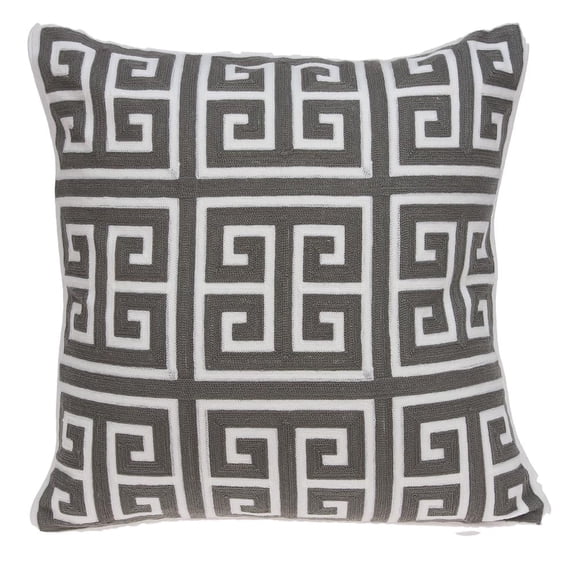 Parkland Collection Adora Gray and White Decorative Throw Pillow, 20 x 20 Cotton Square Pillow
