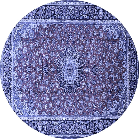 Ahgly Company Indoor Round Medallion Blue Traditional Area Rugs, 6' Round