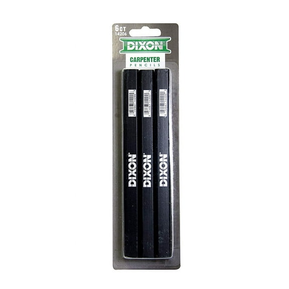 DIXON Industrial Carpenter Pencils, Medium, Black and Silver, 6-Pack, 14206