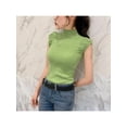 thumbnail image 2 of Chandail Sans Manches pour Femmes à Col Montant Extensible en Tricot, 2 of 2