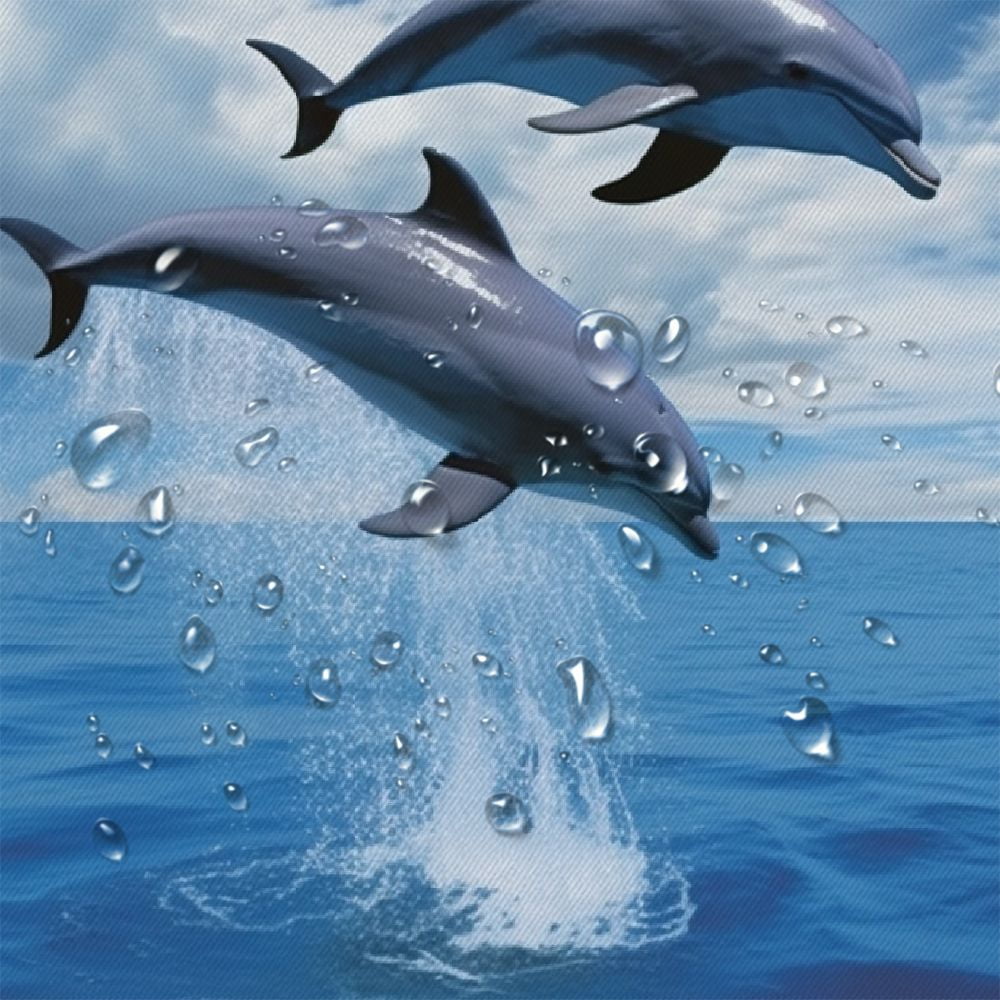 PRATYUS Dolphins Ocean Rayonism Printed Shower Curtain Decor 100% Polyester Chic Modern Bathroom Decor with Hooks Home Bathtubs Bathroom Curtain Decoration 69x72