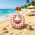 thumbnail image 2 of 23 Inch Porch Goose Outfits 5 Piece Retro Red Gingham Summer Beach Bikini Set Bucket Hat Ruffle Skirt Flower Sunglasses Inflatable Swim Ring for Lawn Goose Statues Poolside Front Porch Decor, 2 of 6