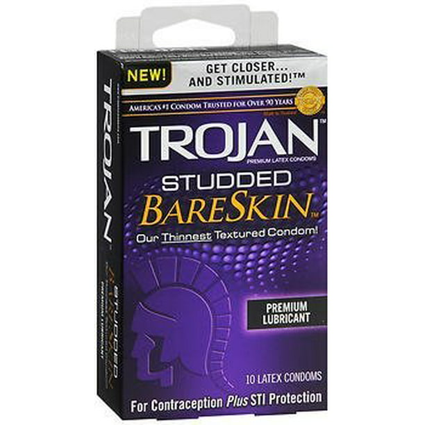 Trojan Bareskin Studded Latex Condoms 10 Ct Pack Of 2 Walmart Com Walmart Com