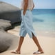 thumbnail image 1 of WILLBEST Pantalones Casuales de Verano para Mujer, Pantalones Cortos de Lino con Cordón y Abertura Lateral para Playa y Uso Diario. Chica, 1 of 4