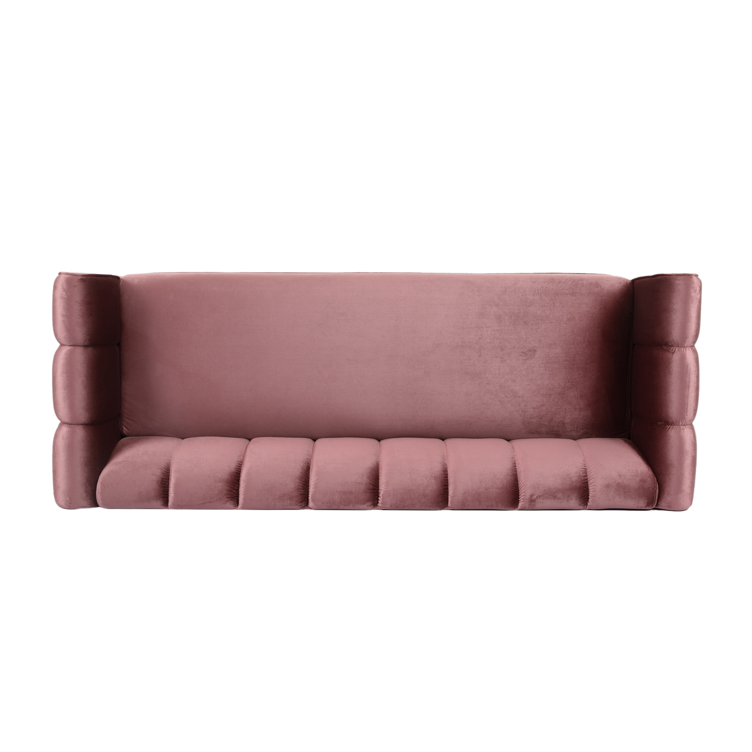 Noble House Mohammad Channel Stitch Velvet 3 Seater Sofa, Blush 
