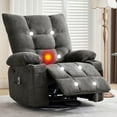 thumbnail image 1 of Swivel Rocker Recliner Chair with Heat and Massage&Adjustable Footrest for Elderly Adults,360° Swivel Rocking Sofa with Handrail and Backrest &Cup Holders Overstuffed Cushion for Back Pain Relief, 1 of 6