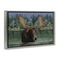 thumbnail image 4 of Stupell Industries Moose Swimming in Lake Animals Painting Gray Floater Framed Canvas Art Print Wall Art, 25 x 17, 4 of 10