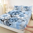 thumbnail image 4 of Erosebridal Blue Daisy Full Size Sheets for Girls, Watercolor Ombre Bed Sheets, 4 Pieces, 1 Flat Sheet 1 Fitted Sheet and 2 Pillowcases, 4 of 5