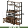 thumbnail image 3 of Uforic 6 Tier Kitchen Bakers Rack with Power Outlets, Coffee Bar Table with Wine Rack & Glass Holder, Storage Microwave Stand Kitchen Storage Shelf for Kitchen,Brown, 3 of 8