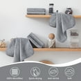 thumbnail image 4 of Jessy Home 6 Pack Dark Gray Stripe Washcloths for Bathroom 13x13 Inch Ultra Soft Hand Face Towels, 4 of 9