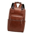 thumbnail image 4 of Mochila informal de negocios ligera de gran capacidad con bolsa para baquetas de cuero PU marrón claro, 4 of 9