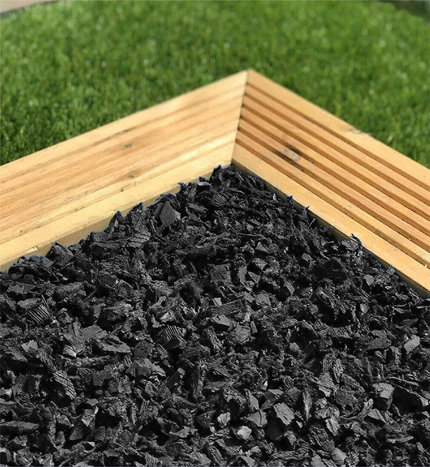 NuPlay Rubber Nugget Playground Protective Flooring Gyms, Swing Set Play Areas, 1 Pack, Black - 25Lbs