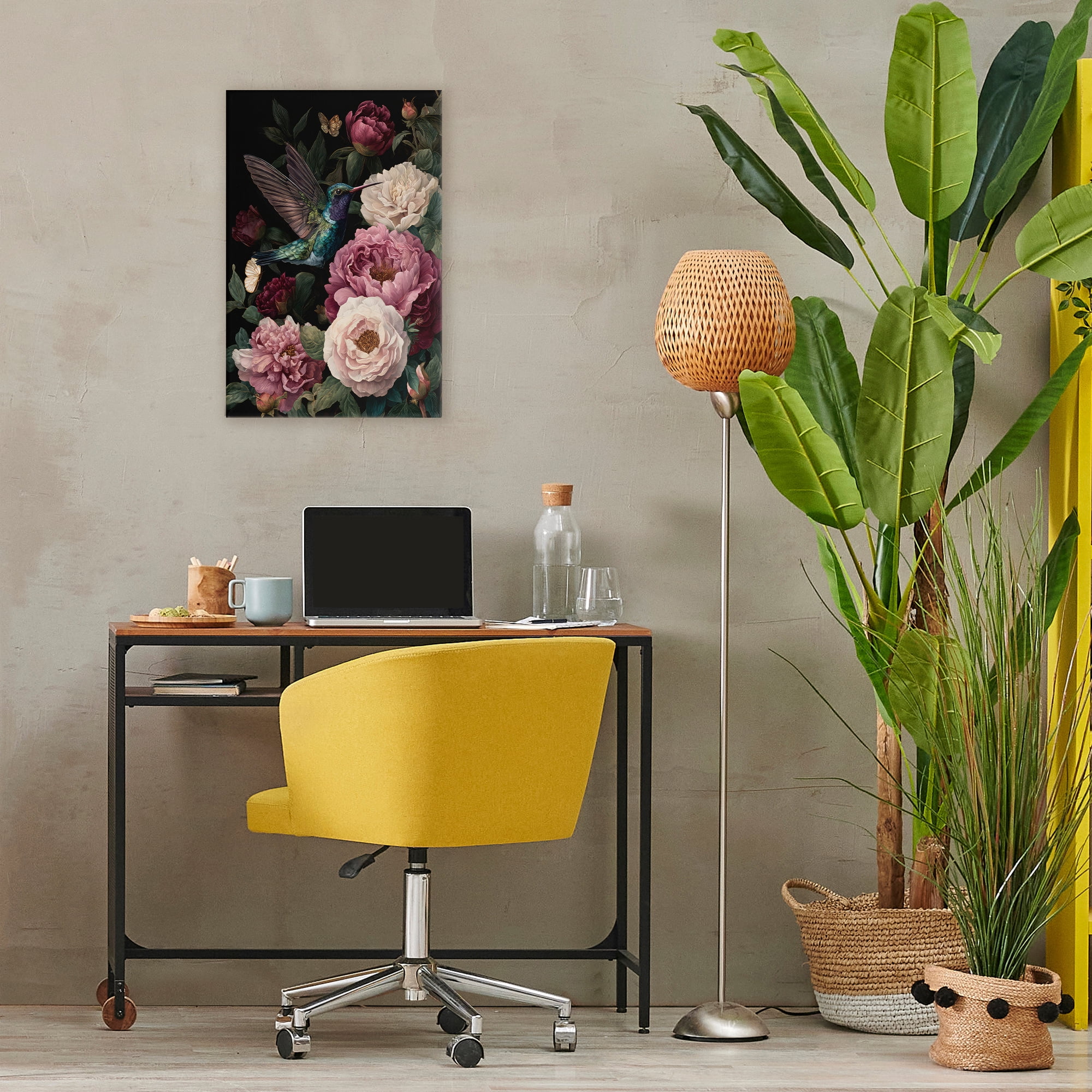 Stupell Industries Hummingbird & Lush Peonies Canvas Wall Art, design by The Wands Want