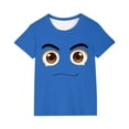 thumbnail image 2 of Blusas y camisas de manga corta con cuello redondo para niños y niñas, color liso, con estampado de expresión linda, manga corta, holgadas y cómodas, blusa para niña, 2 of 6