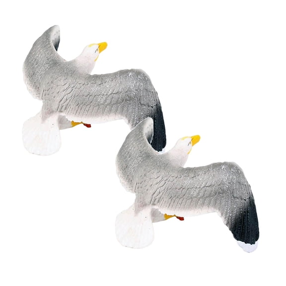 2Pcs Seagull Statue Nautical Bird Figurine For Home And Unique Garden Ornament Space Saving Design For Shelves Tables Long Lasting Craftsmanship Desktop Ornament 3.1x1.6x1.4"