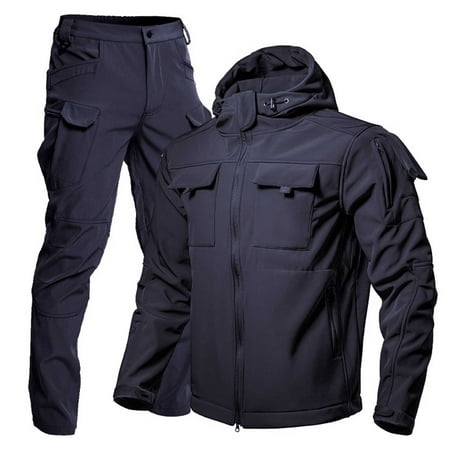 Valora Men s Winter Thermal Windproof Outdoor Suit Slim Fit Pocket Jacket Pants Set For Hiking Climbing Casual Wear Blue 3XL