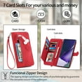 thumbnail image 6 of Dteck Case for Samsung Galaxy S23 Ultra,Magnetic Leather 7 Card Slots Zipper Wallet Case Shockproof Rubber Kickstand Cover with Wrist Strap, Red, 6 of 7