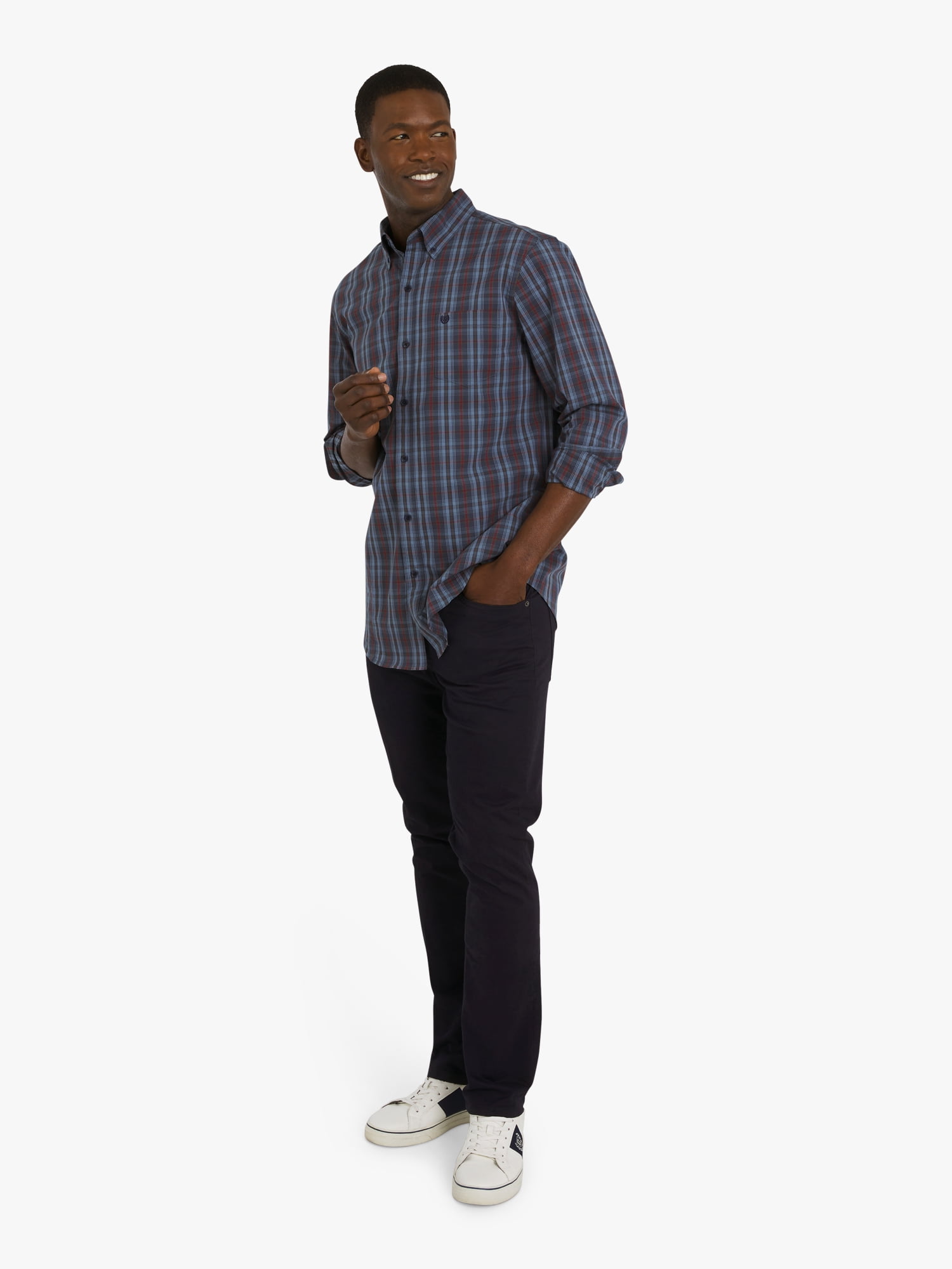 Chaps Men's & Big Men's Long Sleeve CVC Easy Care Woven Shirt, Sizes S-3XL