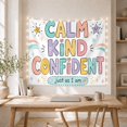 thumbnail image 5 of Calm Kind Confident Words on White with Rainbow, Cheerful Illustration for Kids, Affirmation Wall Art, Back to School Gift, Tapestry Wall Hanging for Bedroom and Study Room, 5 of 7