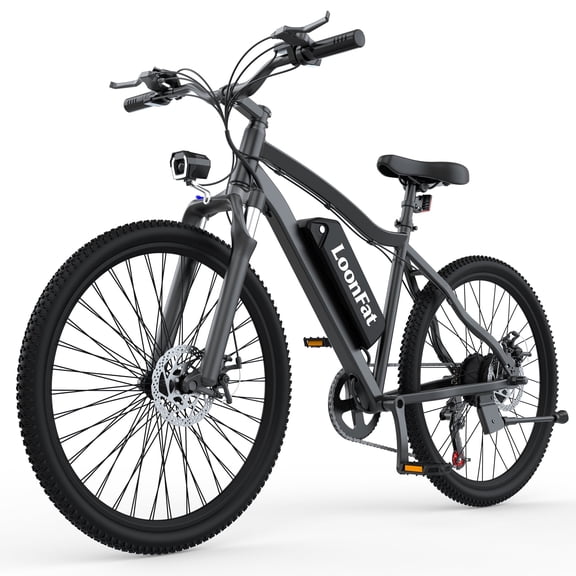 Loonfat E26 26-inch Adult Electric Bike (Black), 750W Peak, 36V 10.4Ah Battery, 35-Mile Range, High Carbon Steel Frame, 7-Speed, UL 2849 Certified