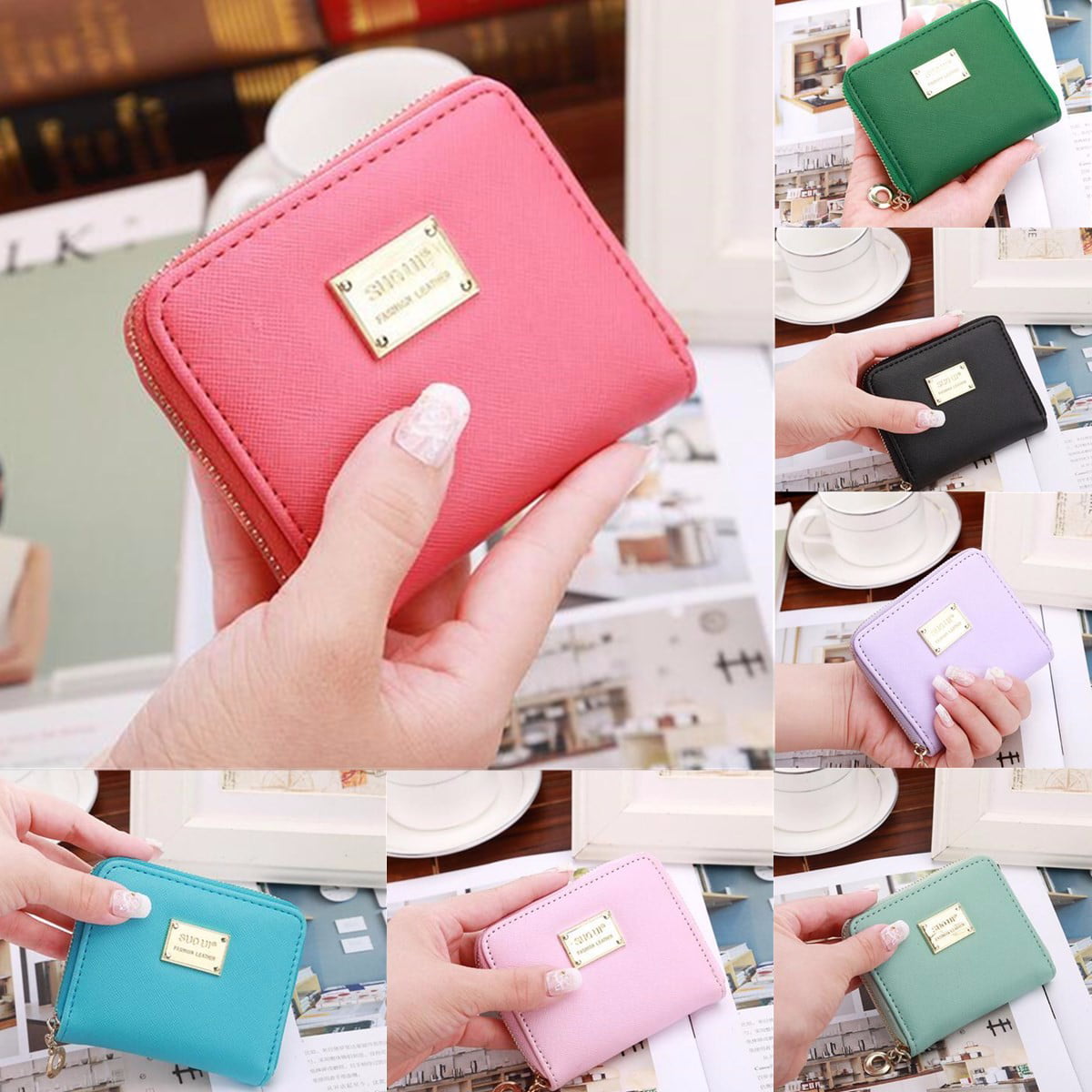 Fashion Lady Women Short Leather Wallets Card Purses Handbag for Girl Gifts