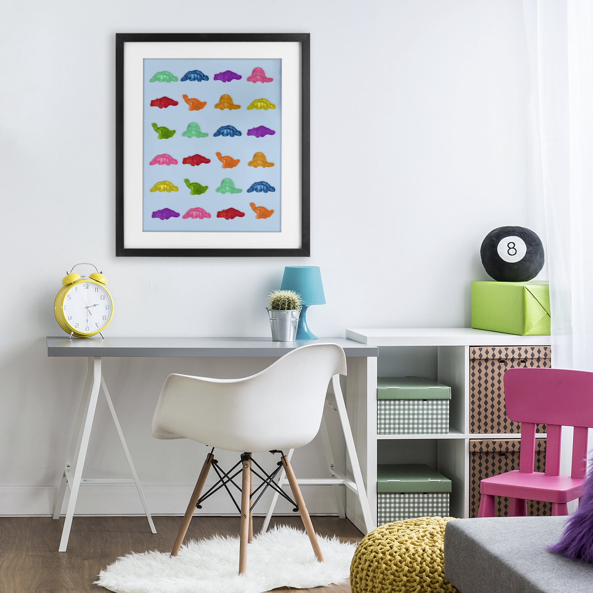 Stupell Industries Colorful Dinosaur Gummies Black Framed Print Under Glass, design by LISH Creative
