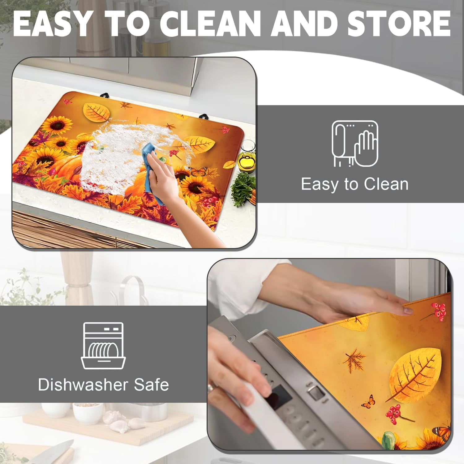 Fall Stove Top Cover for Electric Stove 28 "x 20 ", Pumpkin Leaves Heat Resistant Glass Top Stove Cover Protector, Glass Cooktop Covers, Kitchen Flat Electric Stove Top Covers