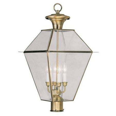 Livex Lighting 2388 4 Light Westover Post Light with Clear Beveled Glass