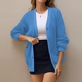 thumbnail image 2 of QUALFORT Women's 100% Cotton Cardigan Sweater, Oversized Long Sleeve Knit Button Front Cardigan with Pockets, Sky Blue XXL, 2 of 7