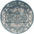 thumbnail image 1 of Unique Loom Isabella Haut-Bas Tapis de Bordure de Pile 3' 3 x 3' 3 Rond Bleu/ivoire, 1 of 1