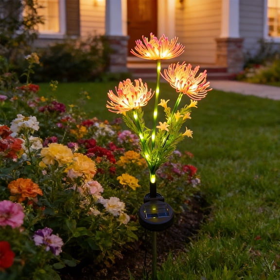 Tuvgenk Solar Garden Stakes Decorative Pink Plastic Artificial Flowers Lighted Garden Stakes Practical Outdoors for Yard、Potted Plants