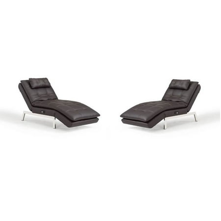 Brown Leather Chaise - (Set of 2) Faux Leather Convertible Chaise Lounge in Brown