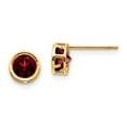 thumbnail image 1 of 14K Yellow Gold 5mm Bezel Garnet Stud Earrings, 1 of 2