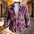 thumbnail image 5 of Fsmtpdam Long Sleeve Shirts for Men Hawaiian Button Down Collared Retro Floral Print Tops Boho Lightweight Beach Vacation Vintage Shirt, 5 of 5