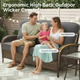 thumbnail image 3 of Unnifurnzi Outdoor Wicker Couch-All Weather Rattan 3 Seater Patio Couch with Outdoor Ottoman 6'' Thick Cushions Outdoor Sofa for Deck Lawn Porch Balcony Poolside-Brown/Gray, 3 of 7