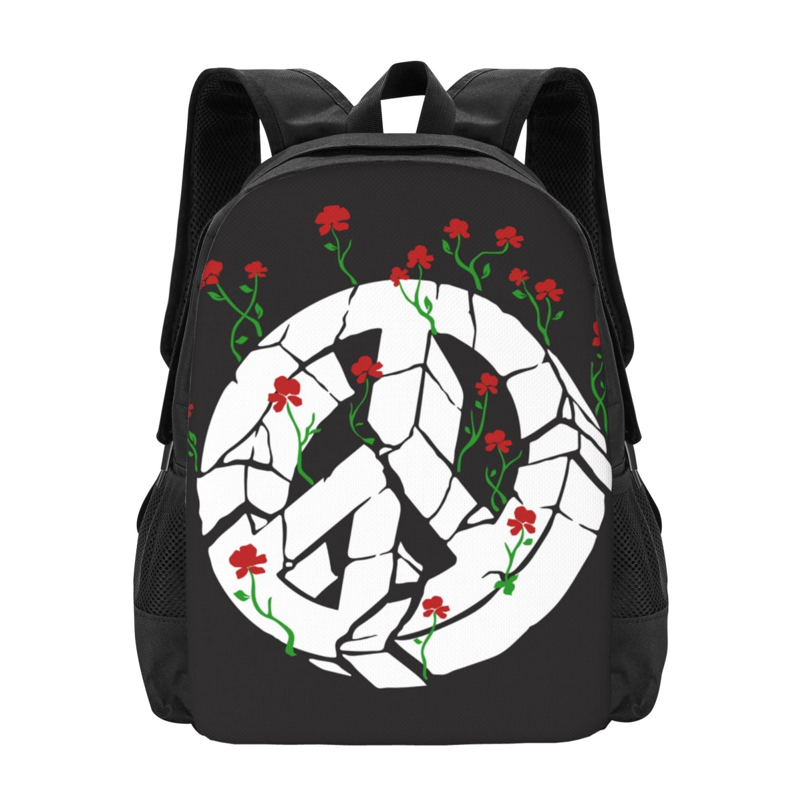 Lightweight Backpack, Rose Flower Logo Pattern Casual Backpack Men