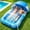 Blue, variant on Inflatable Tanning Pool Lounger Float with Sprinkler & Canopy UPF50+, 77" x 48" Extra Large Tanning Pool Float for Adults, Sunbathing Water Lounge Bed with Pillow & Cup Holder for Backyard & Pool