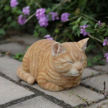 Statua Da Giardino Gatto Calico Addormentato In Poliresina - Decorazione Esterna Resistente - 4
