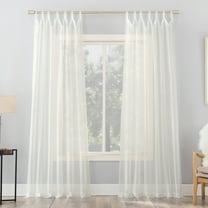 No. 918 Emily Sheer Voile Tab Top Curtain Panel, 59"x63", Eggshell