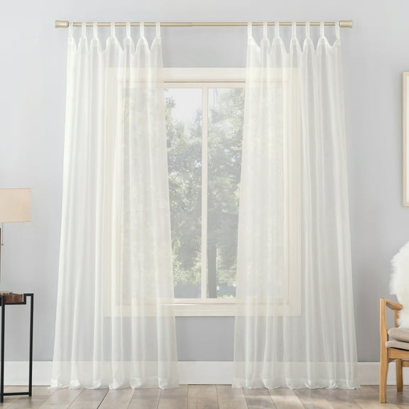 No. 918 Emily Sheer Voile Tab Top Curtain Panel, 59"x63", Eggshell