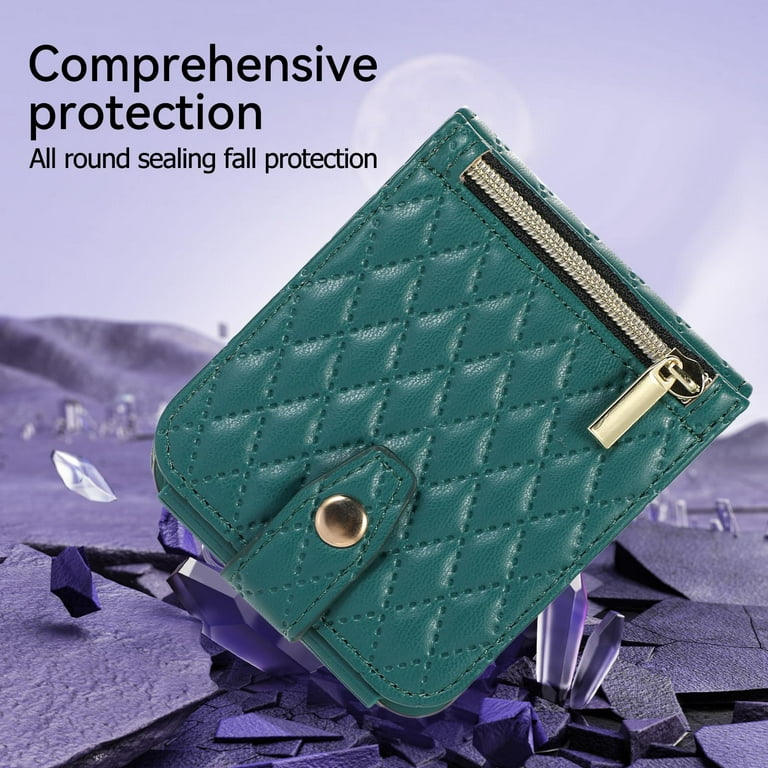 Z Flip 5 Case With Leather Wallet, Strap Zipper Wallet Galaxy Z Flip 5  5g,fashion Handbag Gift For Women Ladys