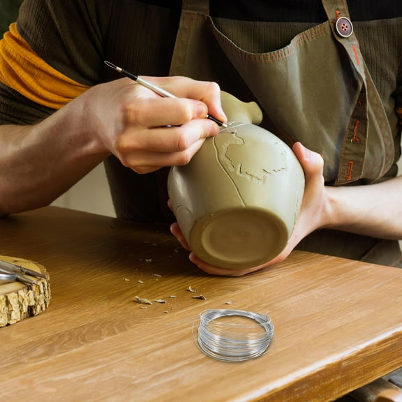 SOPOTUTU 2-Piece Stainless Steel Wire Tool Set for Precision Pottery Cutting, Sculpting, and Clay Craft Accessories